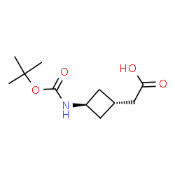 2-[trans-3-{[(tert-butoxy)carbonyl]amino}cyclobutyl]acetic acid Structure