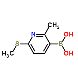 2-methyl-6-(methylthio)pyridin-3-ylboronic acid structure
