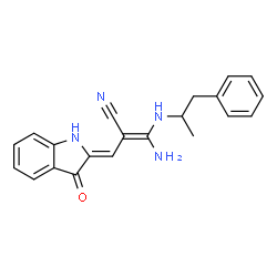 (Z)-3-amino-2-[(Z)-(3-oxo-1H-indol-2-ylidene)methyl]-3-(1-phenylpropan-2-ylamino)prop-2-enenitrile picture