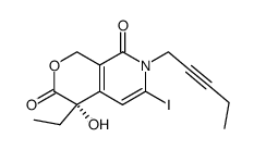 (S)-4-Ethyl-4-hydroxy-6-iodo-3-oxo-7-(2-pentynyl)-1H-pyrano[3,4-c]-8-pyridone结构式