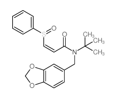 (Z)-3-(benzenesulfinyl)-N-(benzo[1,3]dioxol-5-ylmethyl)-N-tert-butyl-prop-2-enamide structure