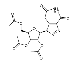 2-[1-(2,3,5-tri-O-acetyl-β-D-ribofuranosyl)-4-carboxamide-1,2,3-triazolo-5-yl]acetamide Structure