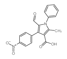 1H-Pyrrole-3-carboxylicacid, 5-formyl-2-methyl-4-(4-nitrophenyl)-1-phenyl-结构式