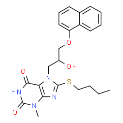 8-(butylthio)-7-(2-hydroxy-3-(naphthalen-1-yloxy)propyl)-3-methyl-3,7-dihydro-1H-purine-2,6-dione结构式