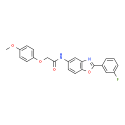 N-[2-(3-Fluorophenyl)-1,3-benzoxazol-5-yl]-2-(4-methoxyphenoxy)acetamide structure