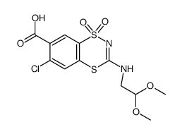 6-chloro-3-(2,2-dimethoxyethylamino)-1,1-dioxo-1,4,2-benzo-dithiazine-7-carboxylic acid结构式