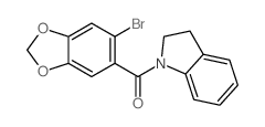 Methanone,(6-bromo-1,3-benzodioxol-5-yl)(2,3-dihydro-1H-indol-1-yl)-结构式