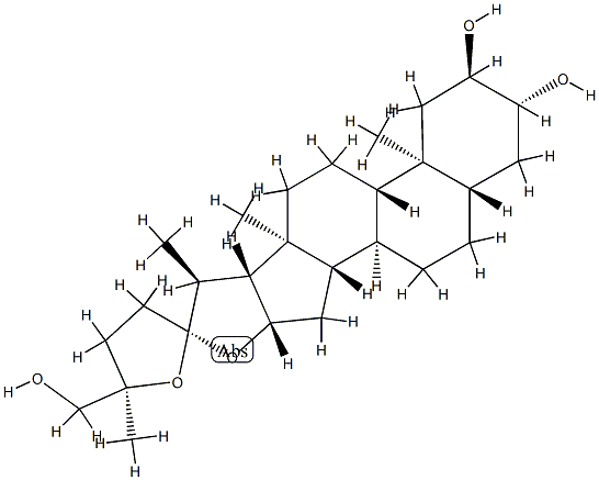 [25R,(-)]-22α,25-Epoxy-5α-furostane-2α,3β,26-triol结构式