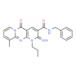 N-benzyl-2-imino-10-methyl-5-oxo-1-propyl-1,5-dihydro-2H-dipyrido[1,2-a:2,3-d]pyrimidine-3-carboxamide结构式