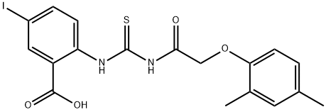 2-[[[[(2,4-dimethylphenoxy)acetyl]amino]thioxomethyl]amino]-5-iodo-benzoic acid Structure