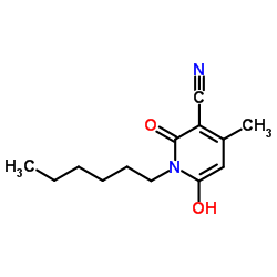 1-hexyl-1,2-dihydro-6-hydroxy-4-methyl-2-oxonicotinonitrile structure