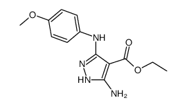 5(3)-Amino-3(5)-<(4-methoxyphenyl)amino>pyrazol-4-carbonsaeure-ethylester结构式