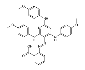 2-[[2,4,6-tris(4-methoxyanilino)pyrimidin-5-yl]diazenyl]benzoic acid结构式