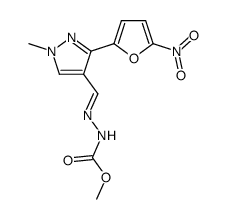 1-methyl-3-(5-nitro-2-furyl)pyrazole-4-carboxaldehyde-methoxycarbonylhydrazone Structure