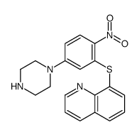 8-(2-nitro-5-piperazin-1-ylphenyl)sulfanylquinoline结构式