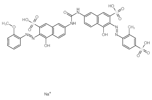 2-Naphthalenesulfonicacid,4-hydroxy-7-[[[[5-hydroxy-6-[2-(2-methoxyphenyl)diazenyl]-7-sulfo-2-naphthalenyl]amino]carbonyl]amino]-3-[2-(2-methyl-4-sulfophenyl)diazenyl]-,sodium salt (1:3) Structure