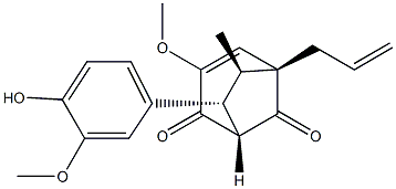 (1R)-7β-(4-Hydroxy-3-methoxyphenyl)-3-methoxy-6α-methyl-5β-allylbicyclo[3.2.1]oct-3-ene-2,8-dione结构式