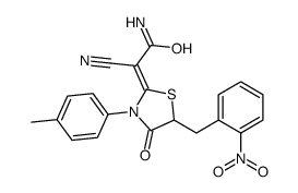 2-cyano-2-[3-(4-methylphenyl)-5-[(2-nitrophenyl)methyl]-4-oxo-1,3-thiazolidin-2-ylidene]acetamide结构式