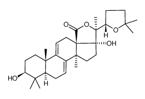 (22S)-22,25-Epoxy-3β,17,20-trihydroxylanosta-7,9(11)-dien-18-oic acid γ-lactone结构式