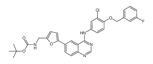 (5-{4-[3-Chloro-4-(3-fluoro-benzyloxy)-phenylamino]-quinazolin-6-yl}-furan-2-ylmethyl)-carbamic acid tert-butyl ester Structure