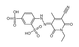 4-[(2E)-2-(5-cyano-1-ethyl-4-methyl-2,6-dioxopyridin-3-ylidene)hydrazinyl]benzene-1,3-disulfonic acid结构式