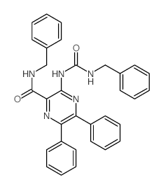 2-Pyrazinecarboxamide,5,6-diphenyl-N-(phenylmethyl)-3-[[[(phenylmethyl)amino]carbonyl]amino]- structure