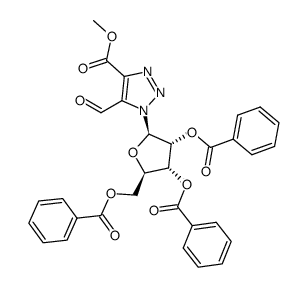 methyl 5-formyl-1-(2,3,5-tri-O-benzoyl-β-D-ribofuranosyl)-v-triazole-4-carboxylate结构式