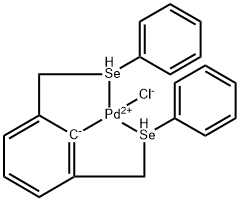Chloro{2,6-bis[(phenylseleno-Se)methyl]phenyl-C}palladium(II)结构式