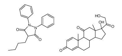 4-butyl-1,2-diphenylpyrazolidine-3,5-dione,(8S,9S,10R,13S,14S,17R)-17-hydroxy-17-(2-hydroxyacetyl)-10,13-dimethyl-6,7,8,9,12,14,15,16-octahydrocyclopenta[a]phenanthrene-3,11-dione Structure
