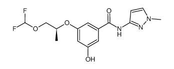 3-({(1S)-2-[(difluoromethyl)oxy]-1-methylethyl}oxy)-5-hydroxy-N-(1-methyl-1H-pyrazol-3-yl)benzamide Structure