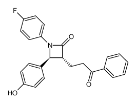 1 -(4-fluorophenyl)-4(S)-(4-hydroxyphenyl)-3(R)-(3-oxo-3-phenylpropyl)-2-azetidinone结构式