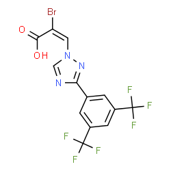 (E)-3-(3-(3,5-双(三氟甲基)苯基)-1H-1,2,4-三唑-1-基)-2-溴丙烯酸结构式
