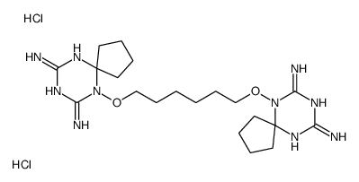 10-[6-[(7,9-diamino-6,8,10-triazaspiro[4.5]deca-6,8-dien-10-yl)oxy]hexoxy]-6,8,10-triazaspiro[4.5]deca-6,8-diene-7,9-diamine,dihydrochloride结构式