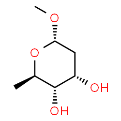 1-O-Methyl-2,6-dideoxy-α-D-ribo-hexopyranose structure