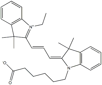 2-[3-[1-(5-羧基戊基)-1,3-二氢-3,3-二甲基-2H-吲哚-2-亚基]-1-丙烯基]-1-乙基-3,3-二甲基-3H-吲哚内盐结构式