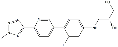 (R)-3-((3-fluoro-4-(6-(2-methyl-2H-tetrazol-5-yl)pyridin-3-yl) phenyl)amino)propane-1,2-diol structure