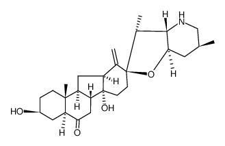 (5α)-13,18-Didehydro-17,23β-epoxy-12α,13-dihydro-3β,14-dihydroxyveratraman-6(5H)-one结构式