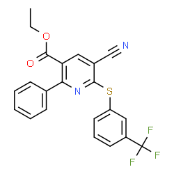 ETHYL 5-CYANO-2-PHENYL-6-([3-(TRIFLUOROMETHYL)PHENYL]SULFANYL)NICOTINATE结构式