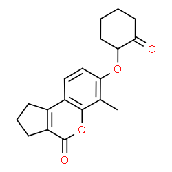 6-methyl-7-(2-oxocyclohexyl)oxy-2,3-dihydro-1H-cyclopenta[c]chromen-4-one结构式