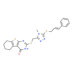 2-(((5-(cinnamylthio)-4-methyl-4H-1,2,4-triazol-3-yl)methyl)thio)-5,6,7,8-tetrahydrobenzo[4,5]thieno[2,3-d]pyrimidin-4(3H)-one结构式