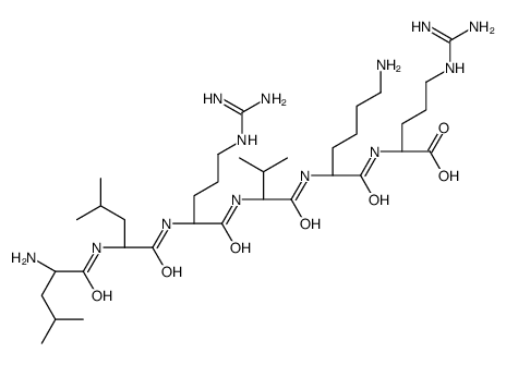(2S)-2-[[(2S)-6-amino-2-[[(2S)-2-[[(2S)-2-[[(2S)-2-[[(2S)-2-amino-4-methylpentanoyl]amino]-4-methylpentanoyl]amino]-5-(diaminomethylideneamino)pentanoyl]amino]-3-methylbutanoyl]amino]hexanoyl]amino]-5-(diaminomethylideneamino)pentanoic acid Structure