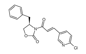 3-[(2E)-3-(6-chloro(3-pyridyl))prop-2-enoyl](4R)-4-benzyl-1,3-oxazolidin-2-one结构式