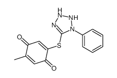 2-methyl-5-[(1-phenyl-2,3-dihydrotetrazol-5-yl)sulfanyl]cyclohexa-2,5-diene-1,4-dione结构式