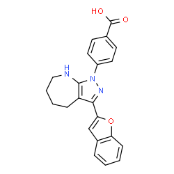 Benzoic acid, 4-[3-(2-benzofuranyl)-5,6,7,8-tetrahydropyrazolo[3,4-b]azepin-1(4H)-yl]- (9CI)结构式
