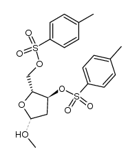 methyl 2-deoxy-3,5-di-O-p-toluenesulfonyl-D-erythro-pentofuranoside结构式
