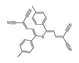 (E)-2-Cyano-5-((E)-4,4-dicyano-1-p-tolyl-buta-1,3-dienylsulfanyl)-5-p-tolyl-penta-2,4-dienenitrile Structure