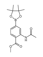 2-乙酰氨基-4-(4,4,5,5-四甲基-1,3,2-二氧硼杂环戊烷-2-基)苯甲酸甲酯结构式