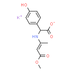 (4-hydroxyphenyl)[(3-methoxy-1-methyl-3-oxo-1-propenyl)amino]acetate potassium structure