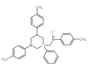 1,3,5-Diazaphosphorinium, 1,3-bis(4-methylphenyl)-5-(((4-methylphenyl) amino)methyl)-5-phenyl-, chloride picture