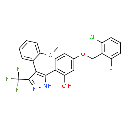 5-[(2-chloro-6-fluorobenzyl)oxy]-2-[4-(2-methoxyphenyl)-5-(trifluoromethyl)-1H-pyrazol-3-yl]phenol Structure